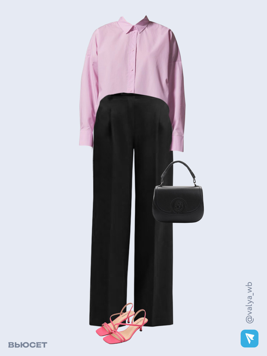 Образ с Вайлдберриз с артикулами (рубашка, брюки, сумка, босоножки)
