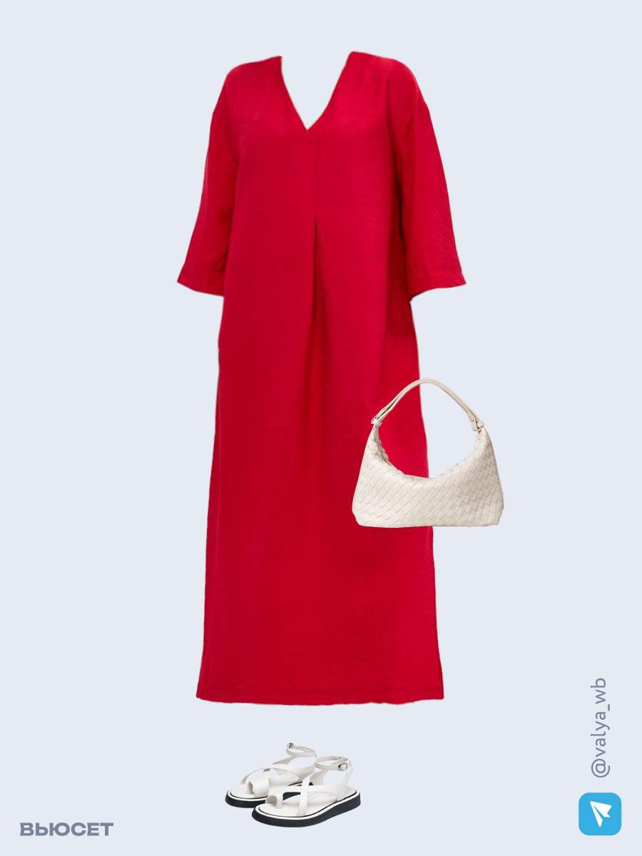 Образ с Вайлдберриз с артикулами (платье, сумка, сандалии)