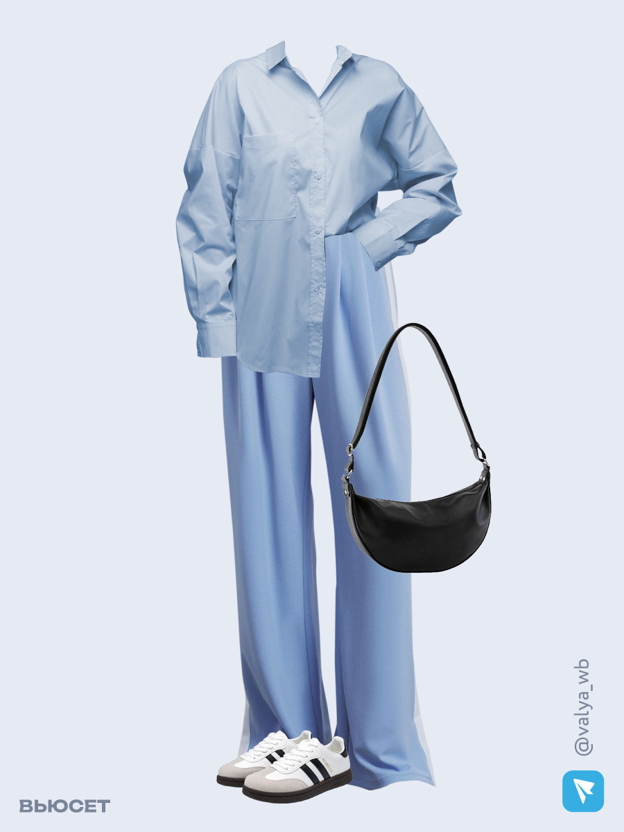 Образ с Вайлдберриз с артикулами (рубашка, брюки, сумка, кеды)