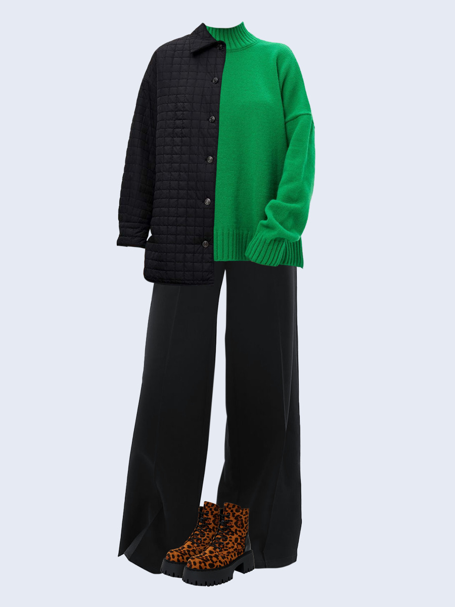 Образ с Вайлдберриз с артикулами (куртка, свитер, брюки, ботинки)