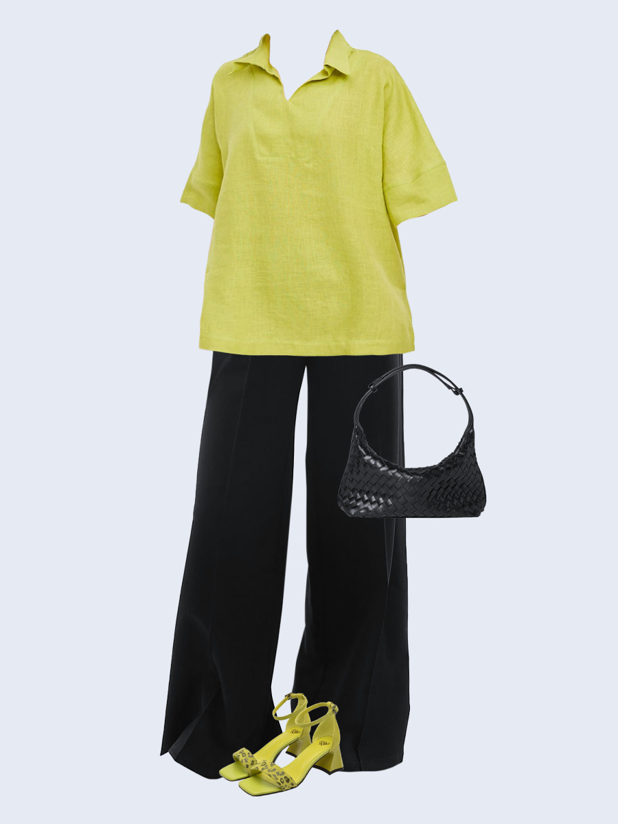 Образ с Вайлдберриз с артикулами (рубашка, брюки, сумка, босоножки)