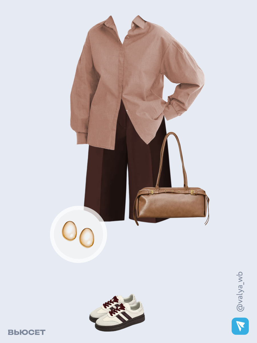 Образ с Вайлдберриз с артикулами (рубашка, шорты, сумка, кеды, серьги)