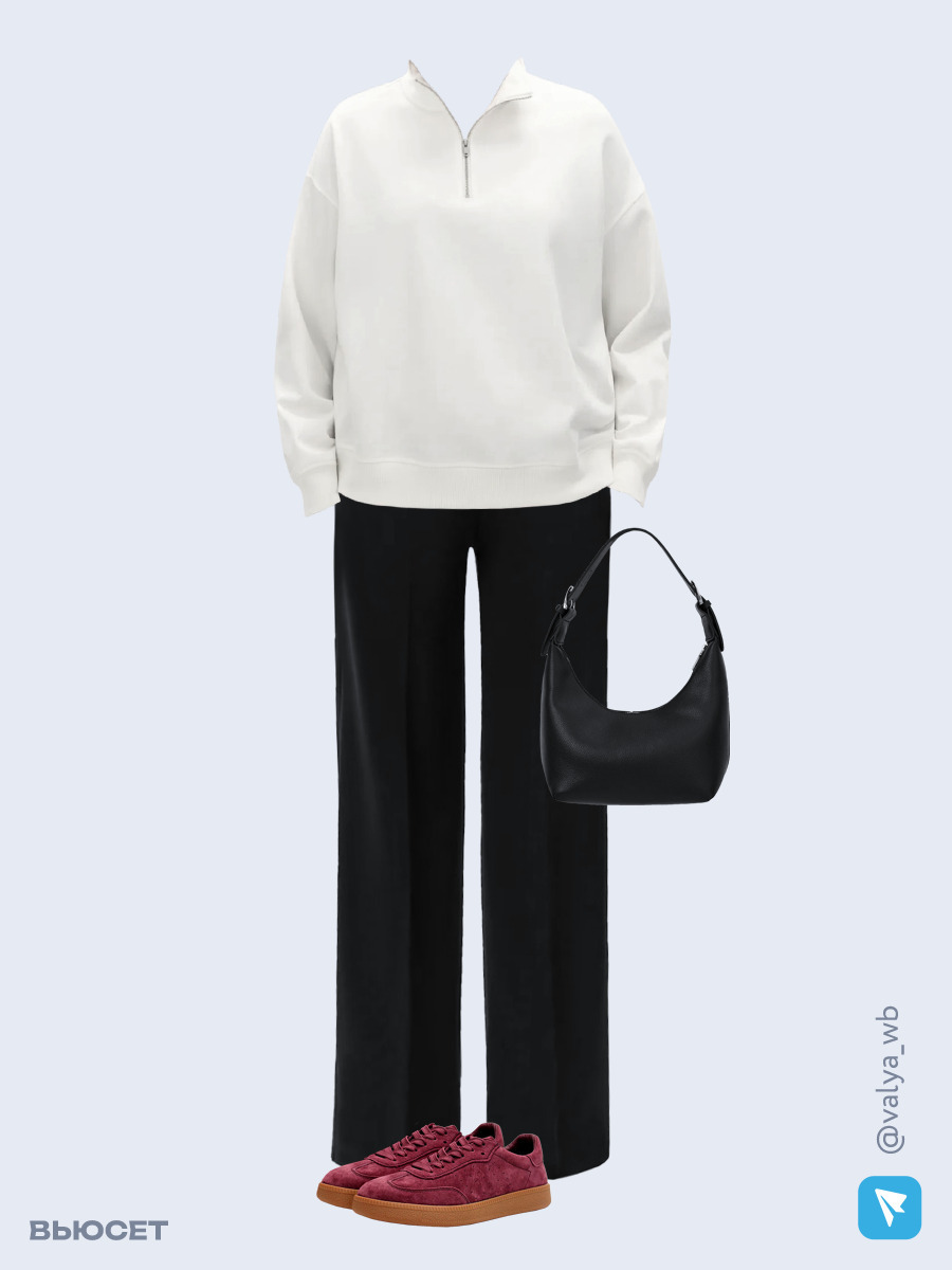 Образ с Вайлдберриз с артикулами (толстовка, брюки, сумка, кеды)