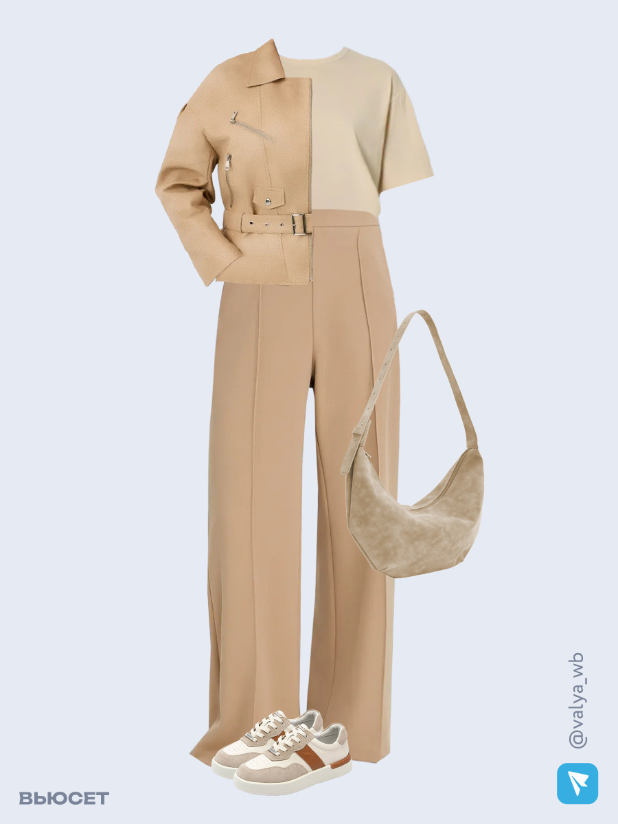 Образ с Вайлдберриз с артикулами (куртка, футболка, брюки, сумка, кеды)