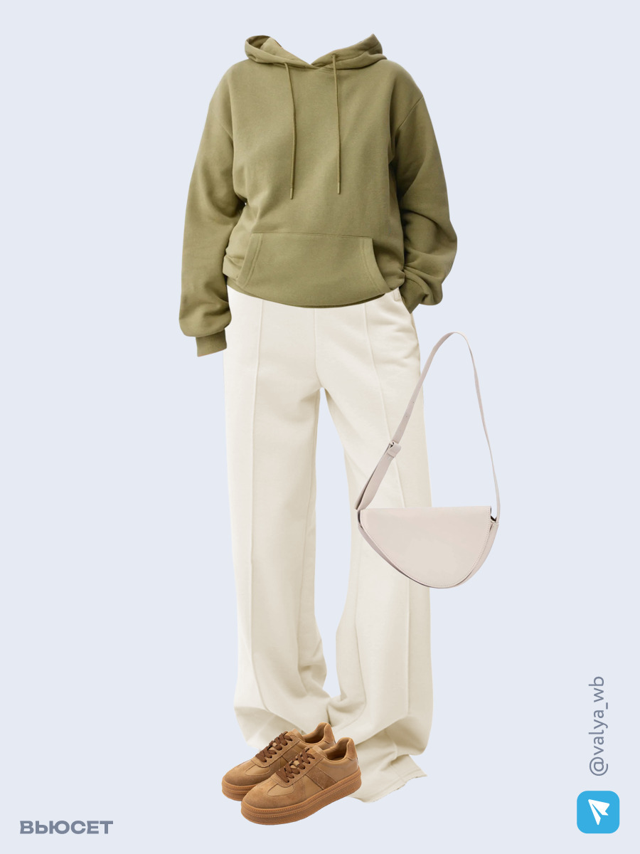 Образ с Вайлдберриз с артикулами (худи, брюки, сумка, кеды)