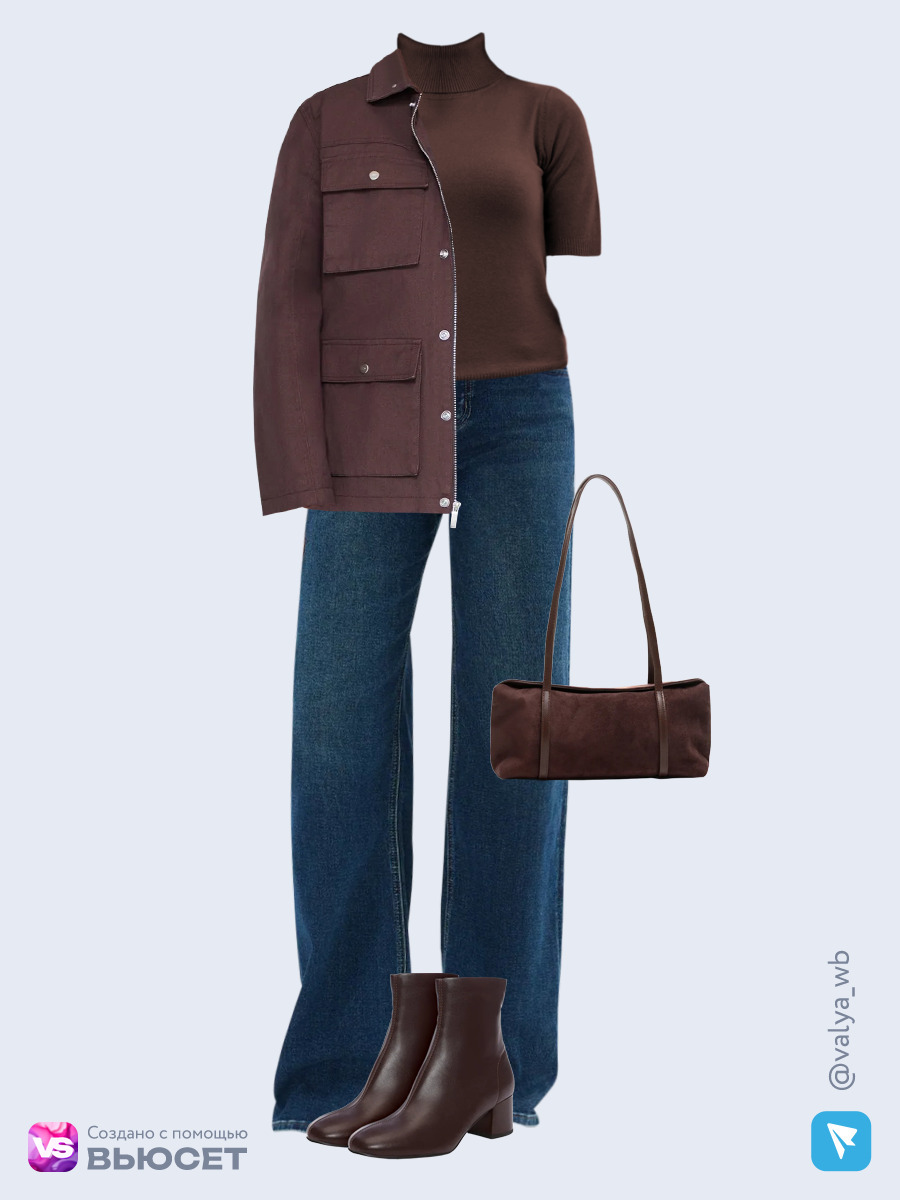  стильный лук с хлопковой курткой с карманами и синими джинсами