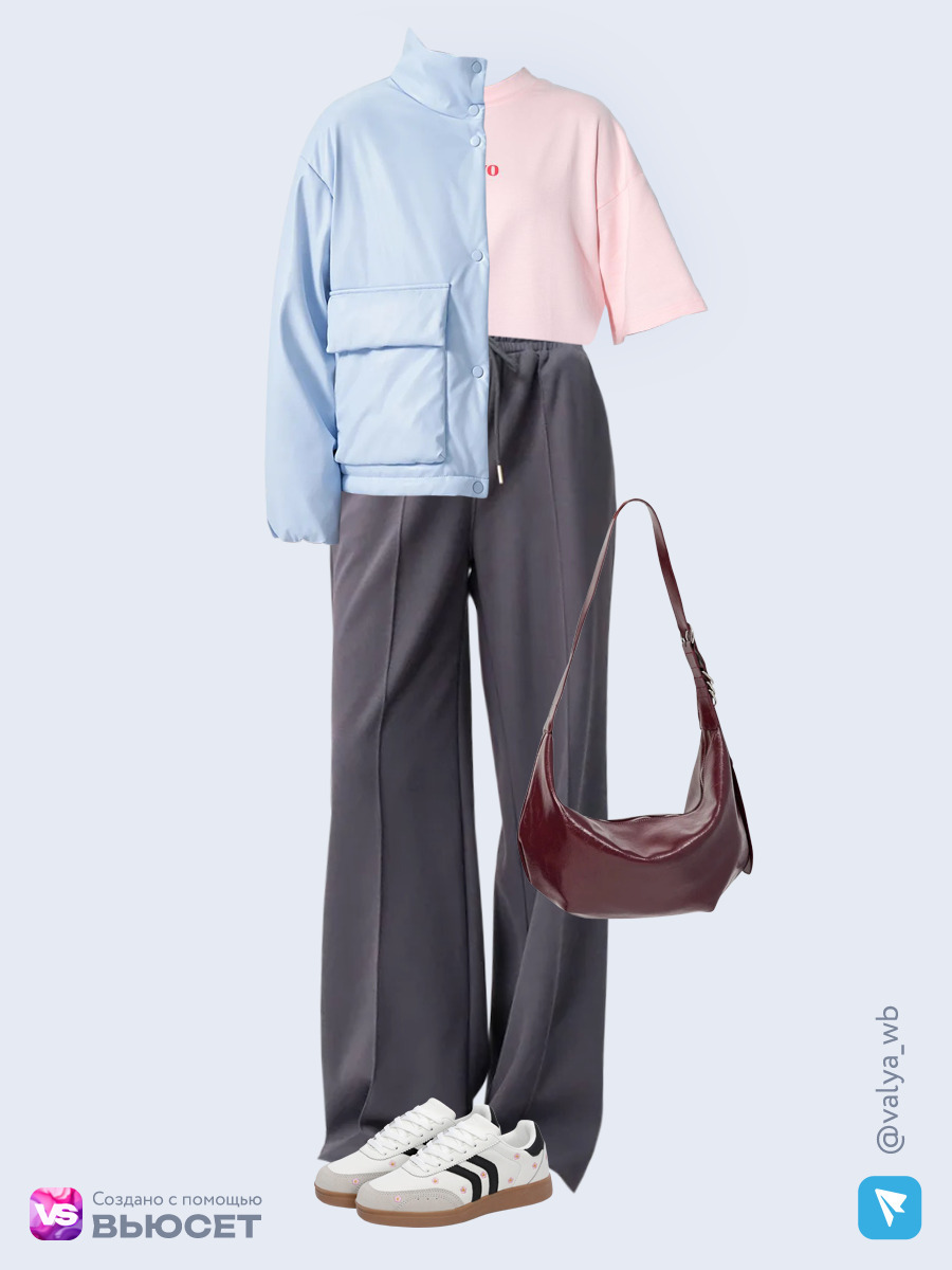 Образ с Вайлдберриз с артикулами (куртка, футболка, костюм, сумка, кеды)