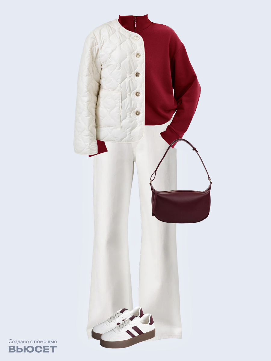 Образ с Вайлдберриз с артикулами (куртка, свитшот, джинсы, сумка, кроссовки)