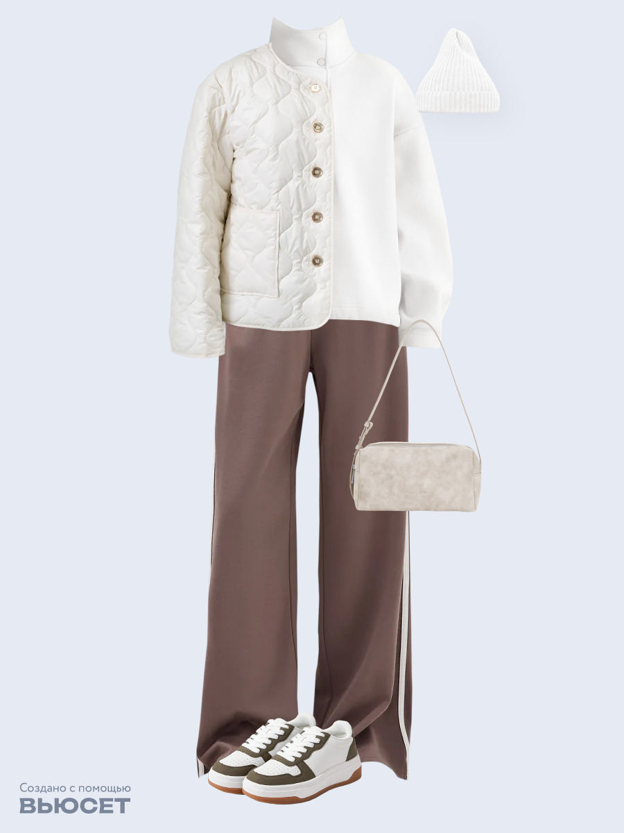 Образ с Вайлдберриз с артикулами (куртка, свитшот, брюки, сумка, кеды, шапка)