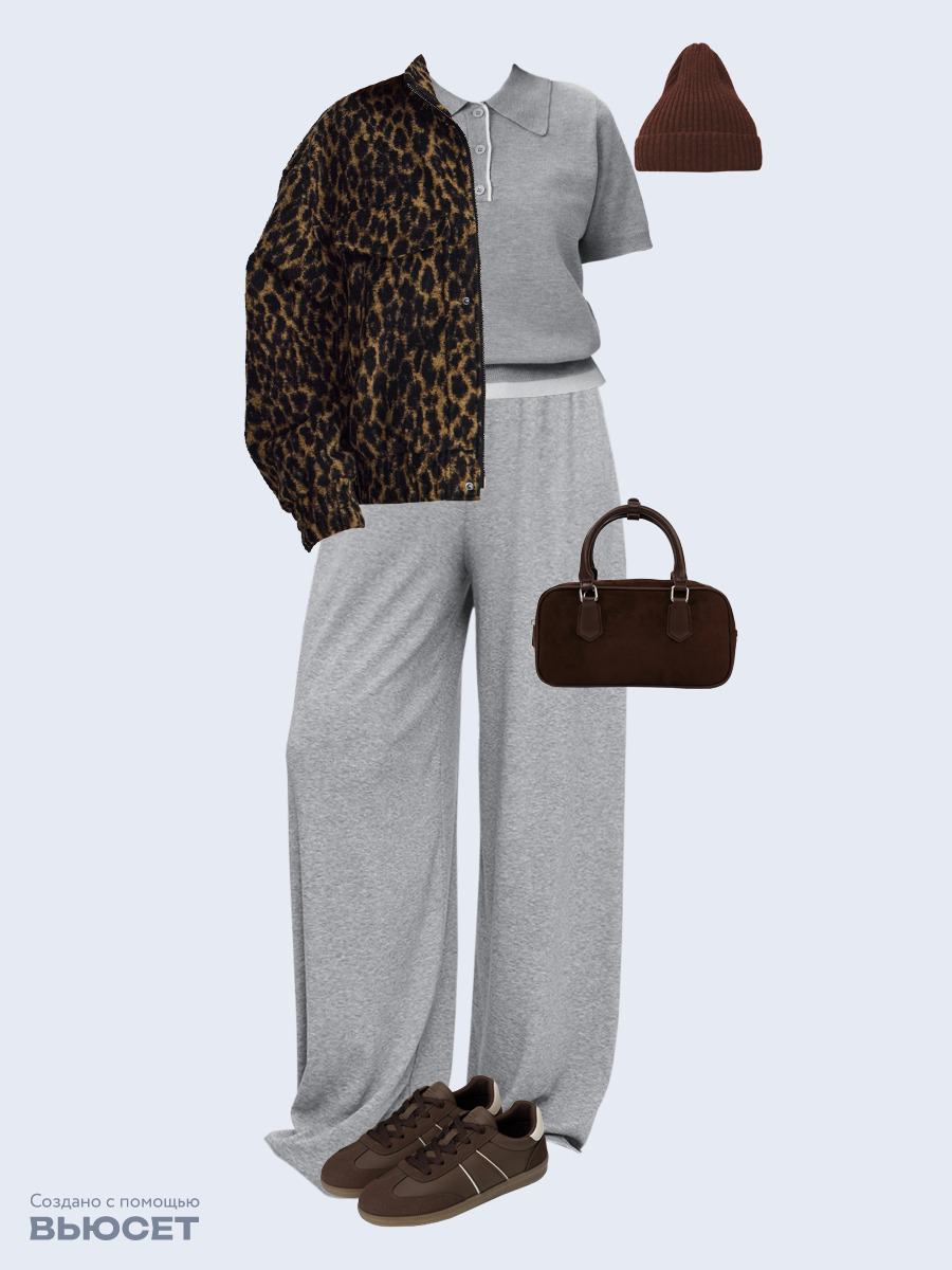 Образ с Вайлдберриз с артикулами (бомбер, джемпер, брюки, сумка, кеды, шапка)