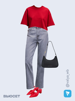 Стильный аутфит номер 1592 с валдберриз с Джинсы (артикул 212381380)