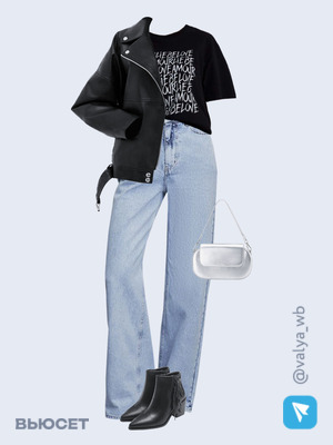 Стильный аутфит номер 1363 с валдберриз с Джинсы (артикул 201443512)