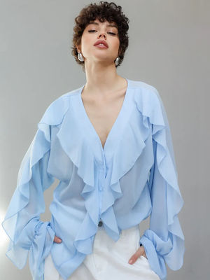 Смотреть модные образы с валберриз с Блузка (артикул 312712032)