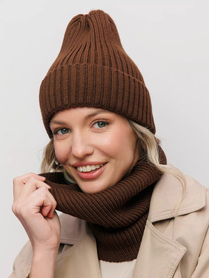 Смотреть модные образы с валберриз с Шапка и снуд (артикул 211717983)