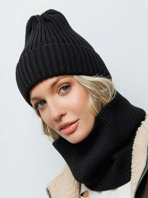 Смотреть модные образы с валберриз с Шапка и снуд (артикул 184780309)